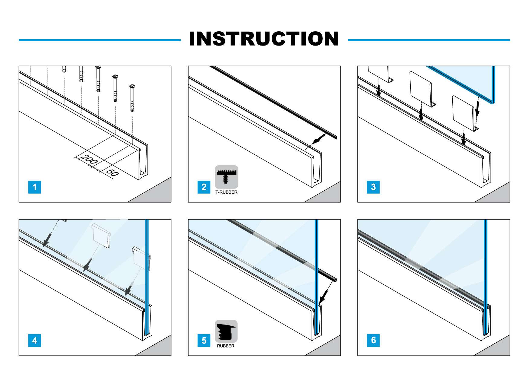Kensington Glass Balustrade Channel For Parapet Wall – 3 Metre, 10-12mm Glass, Satin Anodised Aluminium