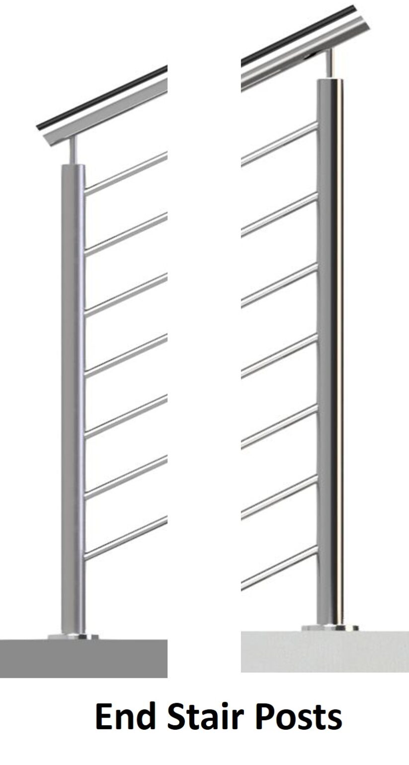 Post Tube Design EZRails® Smart-Cut Tube Post System Single Hole Stair End Post - EZRails